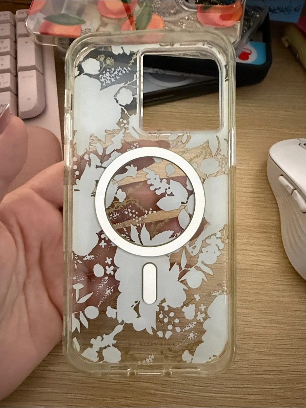 Rifle Paper Co. Blue and Gold Floral Clear Phone Case